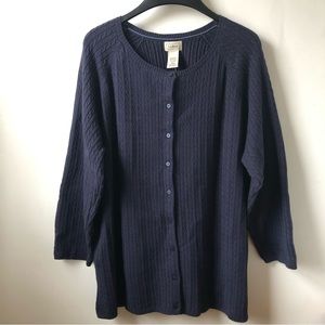 L.L Bean Plus Size Women’s Button Front Cardigan Sweater, Navy Size 2X